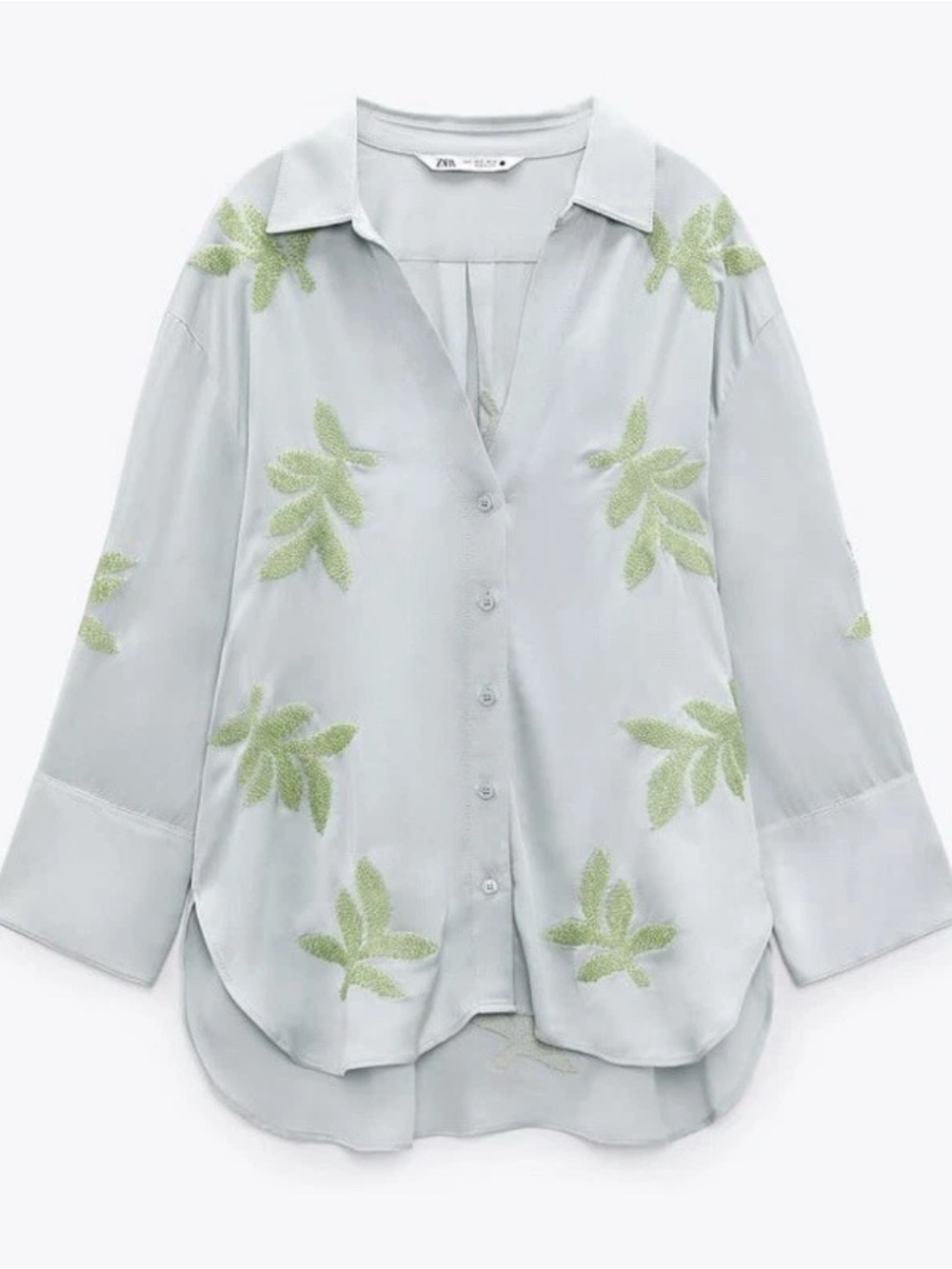 Zara Blue Leaf Embellished Top